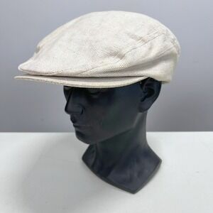 Vintage 80s Hatterdashery Seattle Flat Cap Newsboy Hat Beige Textured Adjustable